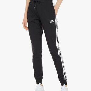 Adidas Black and White Track Pants with Tapered Ankles